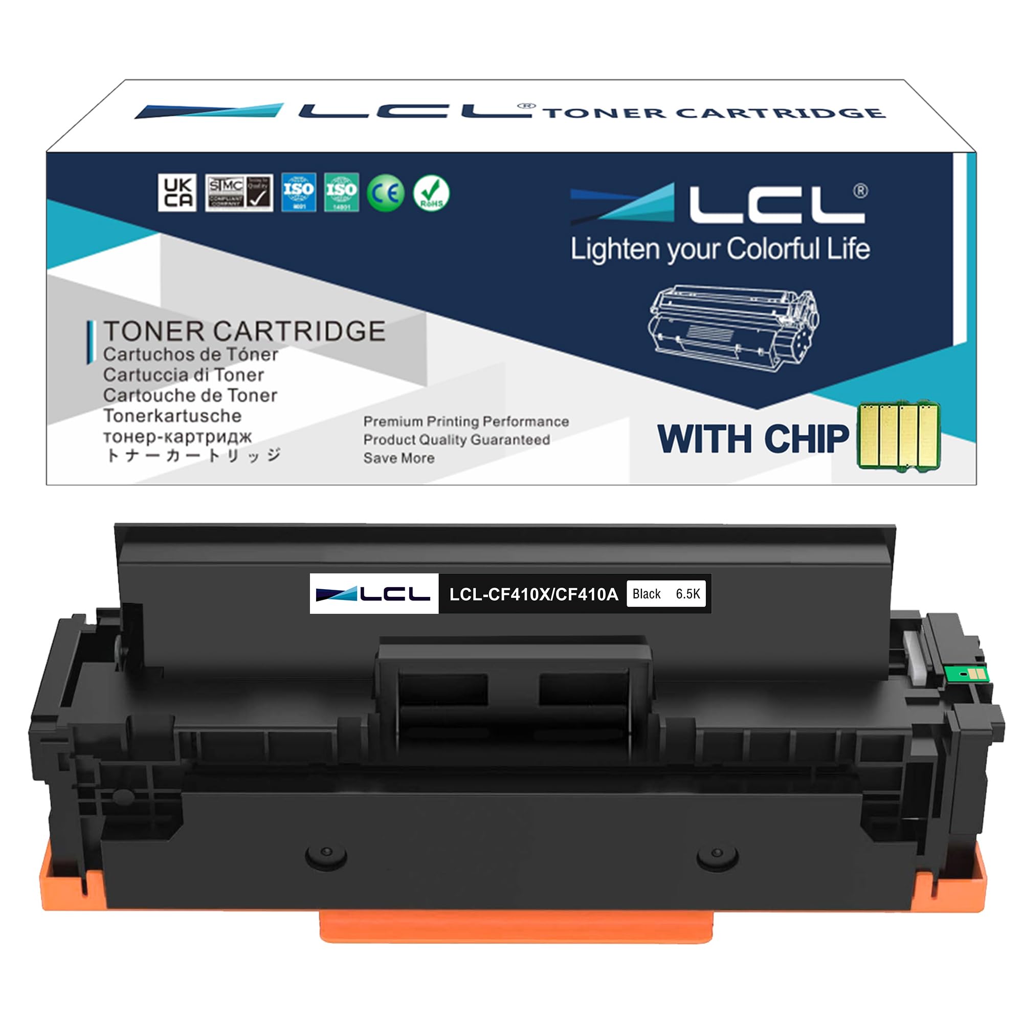 LCL Compatible Toner Cartridge 410A 410X CF410A CF410X 6500 pages (1 Black) Replacement for HP Color LaserJet Pro MFP M477fnw MFP M477fdn MFP M477fdnwMFP M452dn MFP M452dw MFP M452nw MFP M377dw