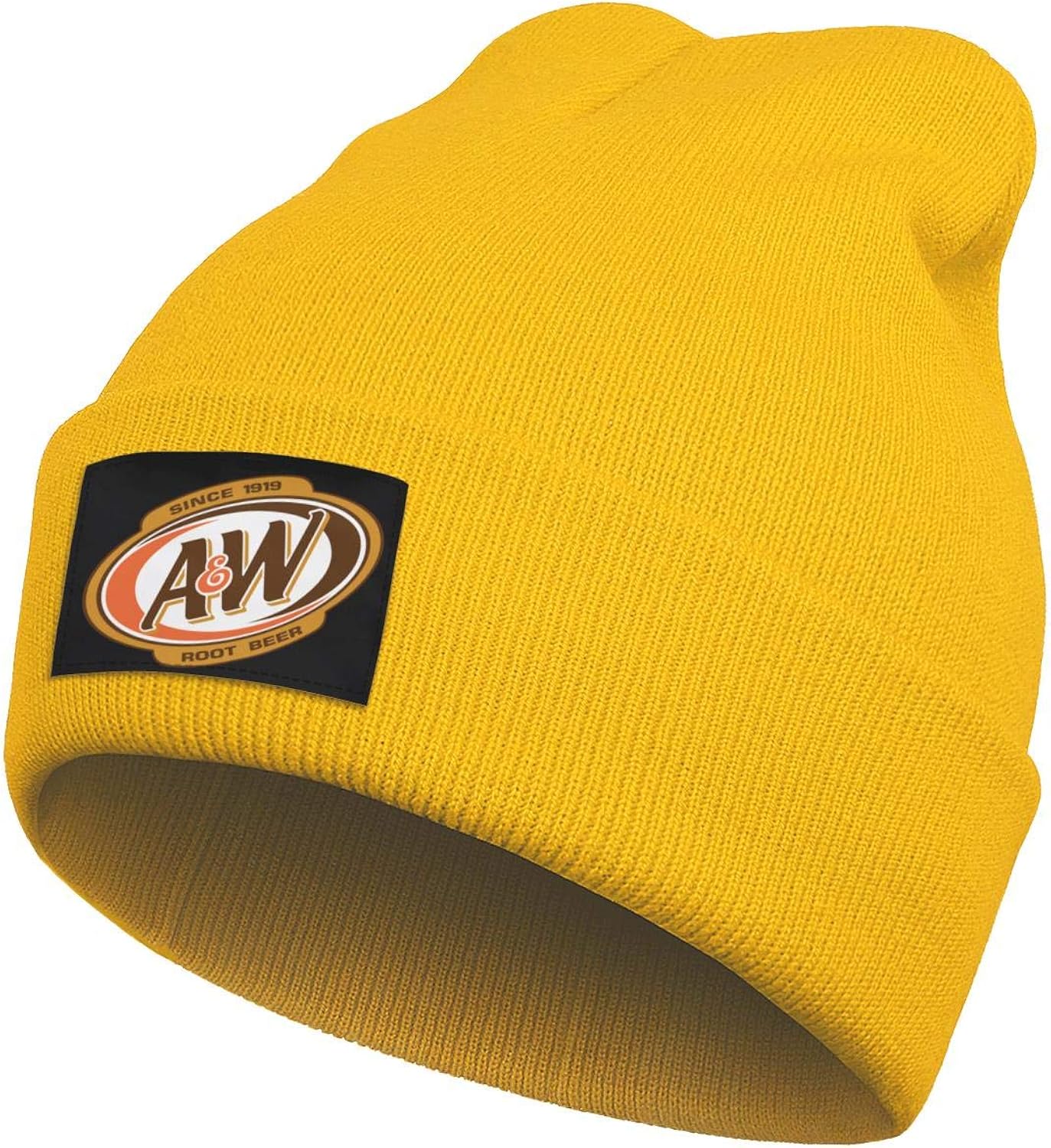 DKOEWPQM Unisex Winter Soft Thick Warm Knit Caps A&WRootBeerLogo