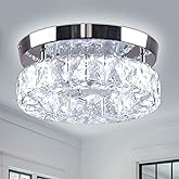 YPQXYHDA 9.8" Crystal Flush Mount Ceiling Light Fixtures LED Round Mini Chandelier Light Fixture Ceiling Lamp for Kitchen Hal