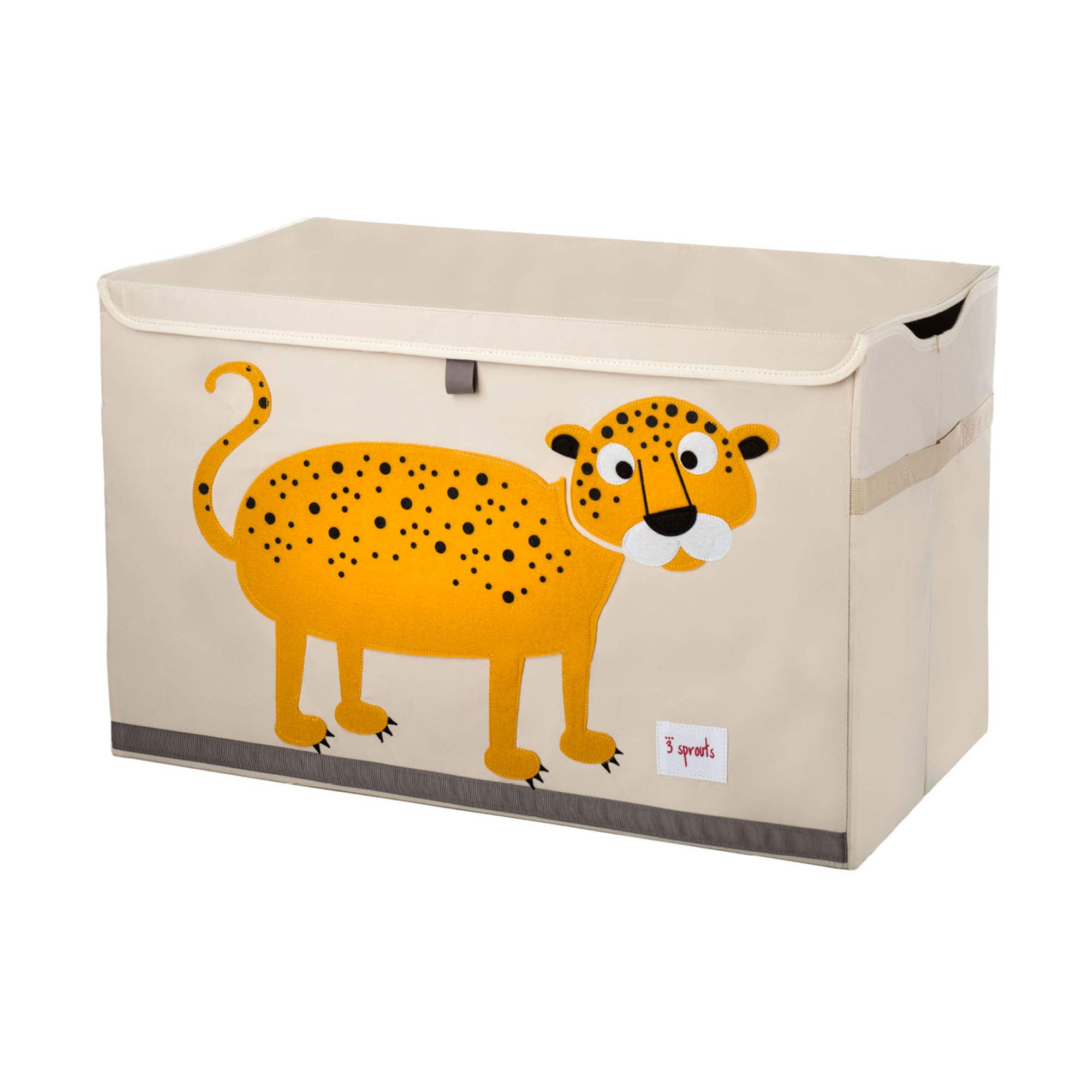 3 Sprouts Large Toy Chest with Lid and Handles - Sturdy Toy Box Storage Organiser for Boys & Girls, Spacious Collapsible Fabric Toy Chest Storage Box, Leopard