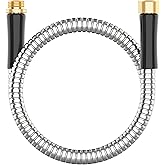 Short Metal Garden Hose 3 ft Connector, Stainless Steel Small Hose Extension Adapter for Hose Reel, Long, Flexible, Lightweight & Heavy Duty Water Pipe, No Kinking Outdoor Water Hose for Yard, 3 Feet
