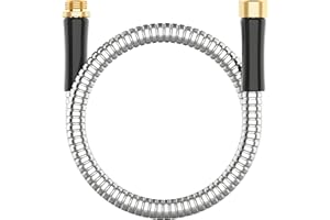 BLUEGARDEN Short Metal Garden Hose 3 ft Connector, Stainless Steel Small Hose Extension Adapter for Hose Reel, Long, Flexible, Lightweight & Heavy Duty Water Pipe, No Kinking Outdoor Water Hose for Yard, 3 Feet