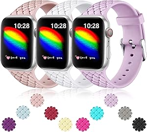 Haveda Sport Compatible for Apple 5 Watch Series 5 40mm 44mm Bands, Soft Silicone Series 4 42mm bands iwatch bands 38mm womens, Weave Pattern Wristband for iWatch, Apple Watch Series 3/2/1 Small Large