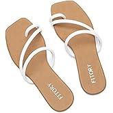 FITORY Women's Cross Strap Flat Sandals,Fashionable Toe Ring Thong,Open Toe Slide Shoes for Summer Size 6-11