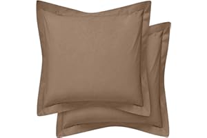 Cotton Metrics Linen Euro Pillow Shams Set of 2, 600TC 100% Organic Cotton, Taupe (European 26x26)