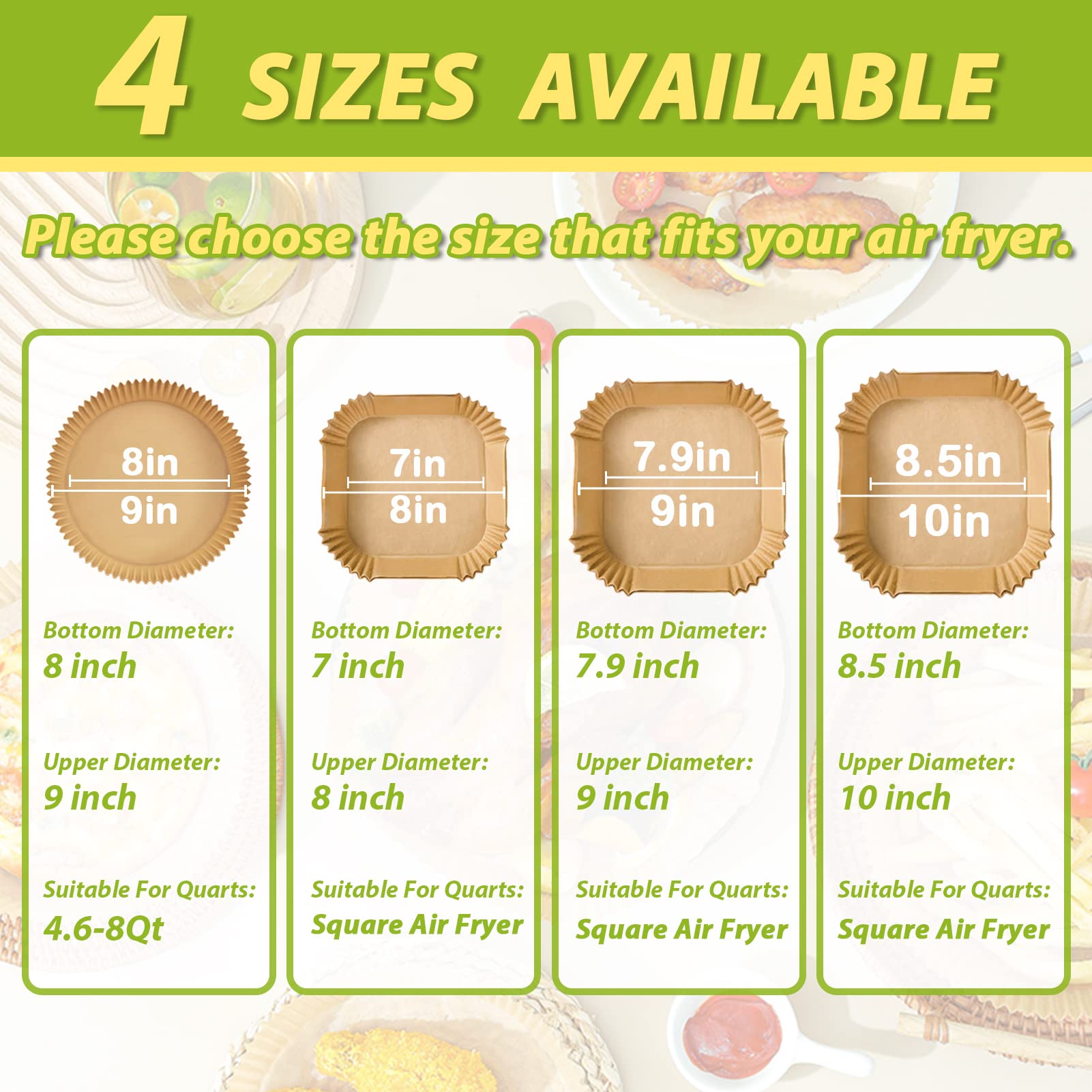 Air Fryer Disposable Paper Liners Square 10 Inch, 150PCS Large Air Fryer Parchment Paper Liners, Non-stick Baking Paper Oil Resistant, Waterproof for Baking Roasting Microwave