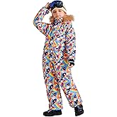 LaBeca Girls Snowsuit Waterproof Snowboarding Coveralls One Piece Ski Suit for Kids Winter Outdoor Windproof Jumpsuits