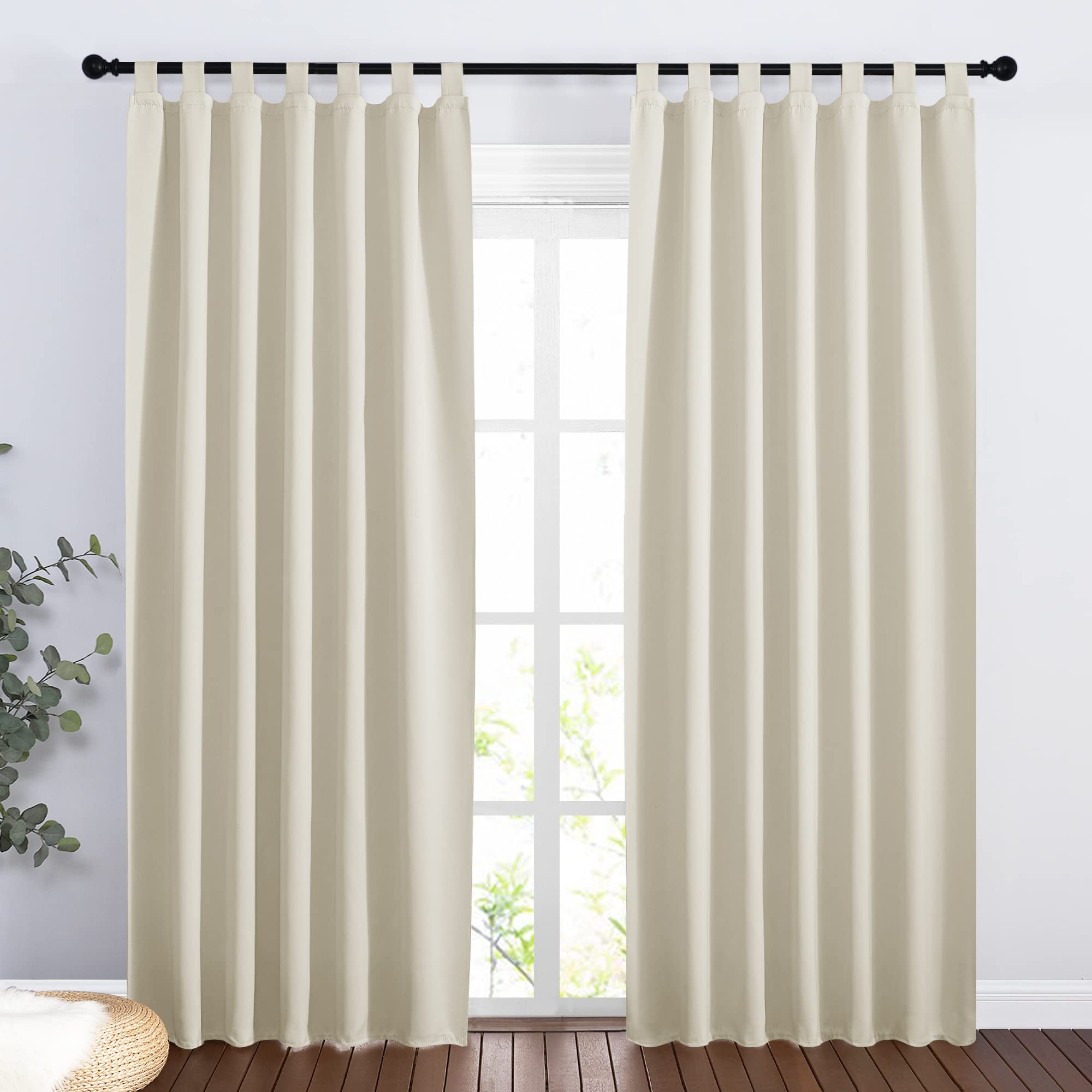 PONY DANCE Thermal Window Curtains – Window Decoration Draperies Light Insulation Anti-Cold Heat Blackout Panels, Light Beige, L 140 x H 200 cm, 2 Pieces — image 1