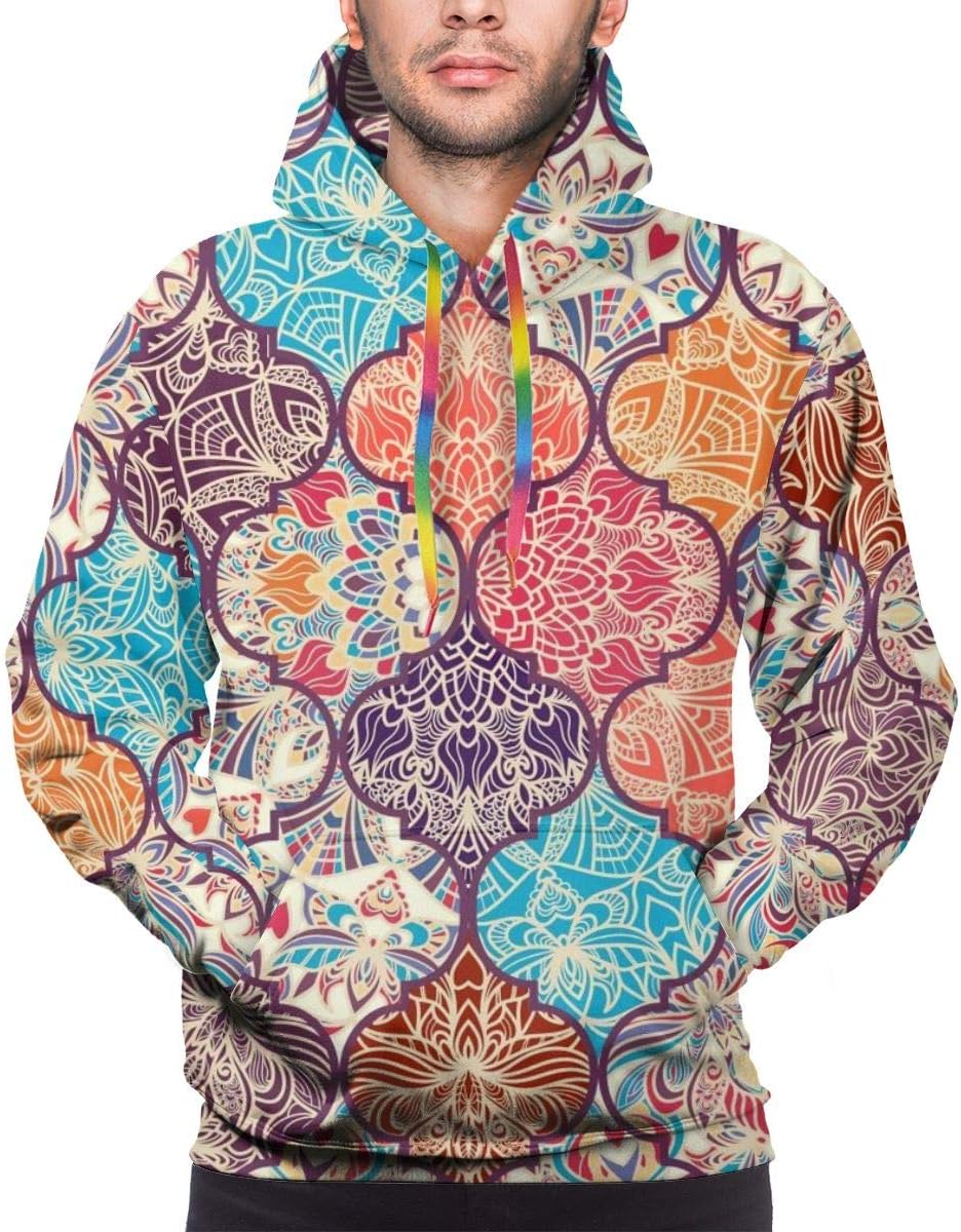Men's Hoodie，Seamless Colorful Patchwork in Turkish Style. Islam, Arabic, Indian, Ottoman，Sweatshirt