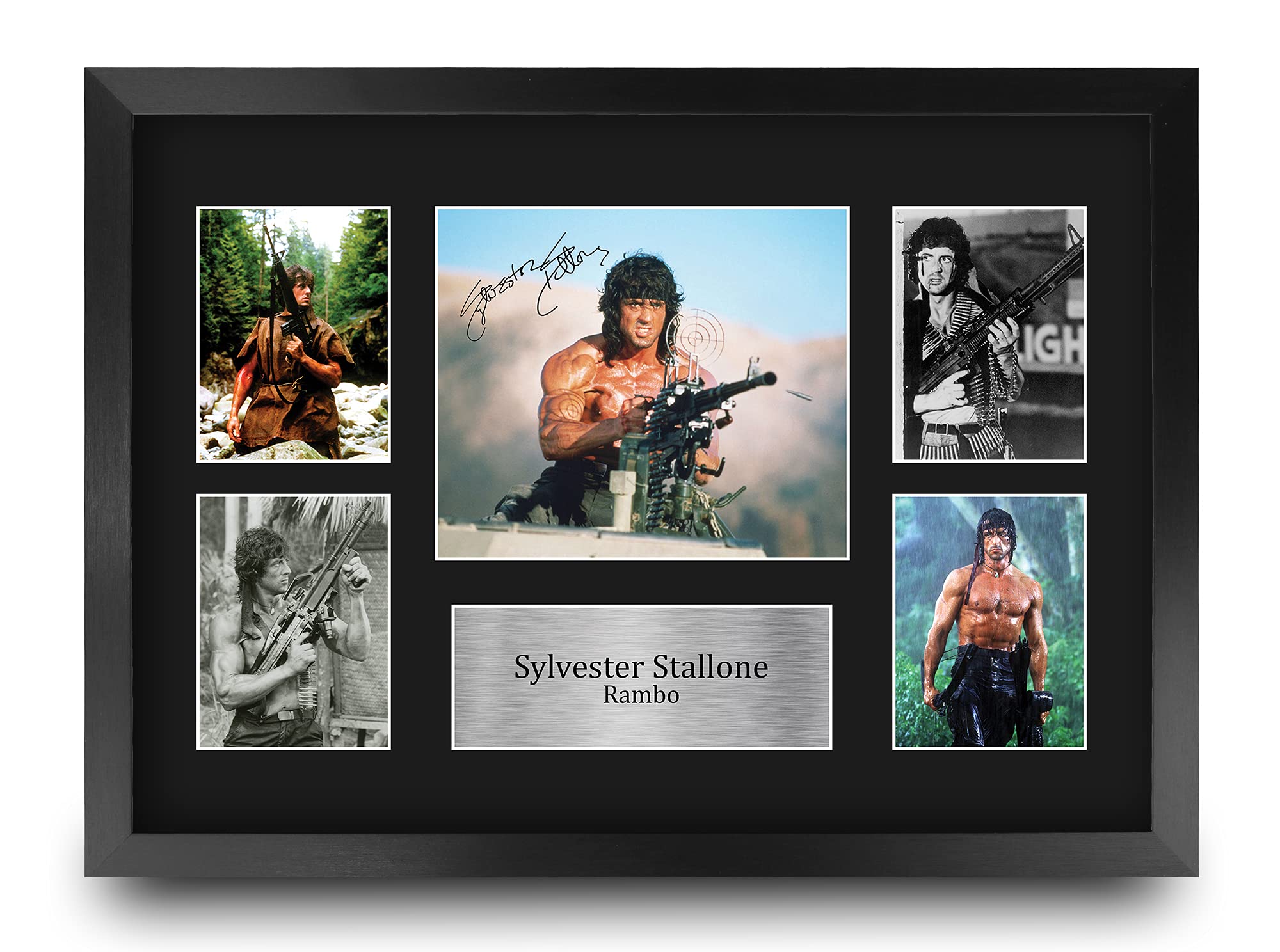 HWC Trading FR A3 Sylvester Stallone Rambo Gifts Printed Signed Autograph Picture Display for Movie Memorabilia Fans - A3 Framed