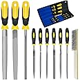 kapoua Steel File,Metal File,Half-Round/Round Files and 6 pcs Needle Files with Storage Bag and Steel Brush for Woodwork, Metal, Leather and Plastic
