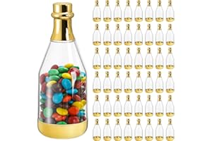 Frcctre 48 Pack Metallic Golden Mini Champagne Bottles, Plastic Champagne Candy Bottles Candy Jar Party Favor Containers for Wedding Birthday Party Bridal Shower Baby Shower