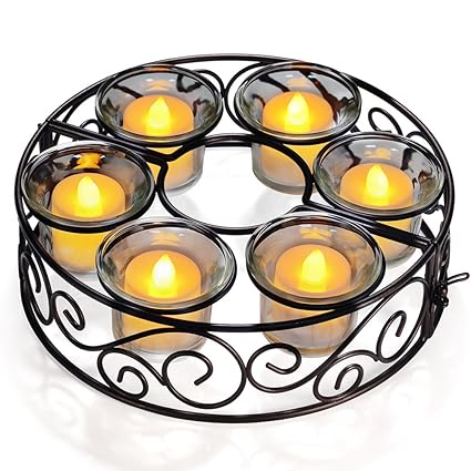 Candle Holders Totobay Round Black Wrought Iron Table Candlestick