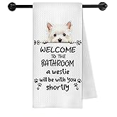 METNBASYY Funny Westie Dog Bathroom Hand Towels, West Highland Terrier Gifts, Westie Gifts for Women Men Decorative Hand Towels for Bathroom Toilet Washroom Restroom, 16x24 Inch