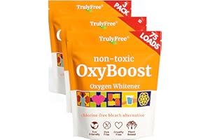 Truly Free OxyBoost - Oxygen Whitener & Clothes Stain Remover Laundry Detergent Powder with Sodium Percarbonate - Brightens Whites & Safe for Colors - Non-Chlorine, Gentle Yet Powerful - Pack of 3