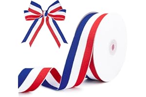 MLURCU Red White and Blue Ribbon Patriotic Ribbon 1.5 Inch x 25Yds American Flag Striped Grosgrain Ribbon for Gift Wrapping, 4th of July Decorations, Memorial Day Decorations, School Baseball Medals Crafts