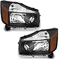 WEELMOTO Headlights for 2004-2015 Nissan Titan / 2004 Pathfinder Armada, Headlight Assembly Compatible with 2005-2007 Armada Headlamp Replacement