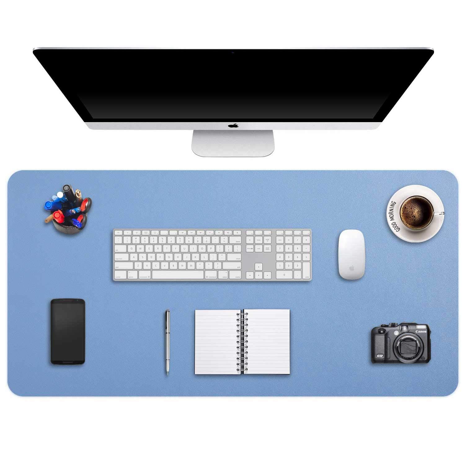 Desk Pad Large, Extended Mouse Mat, Large Mouse Pad XXL, DOBAOJIA Desk Blotter, Laptop Mat, Writing Pad, Desk Mat for Office/Home, PU Leather Waterproof +Suede Non-Slip 35.4" X 16.9"(Steelblue)