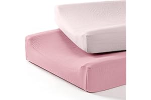 Changing Pad Cover, 2pcs Soft Breathable Cotton Diaper Changing Table Pad, Stretchy Changing Pad Sheets, Lovely Unisex Diaper