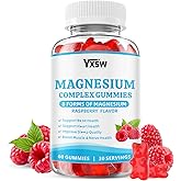 Magnesium Complex Gummies 8 Elemental 1000mg - Magnesium Glycinate, Citrate, Malate, Taurate, for Bones, Muscle, Nerve Health, for Women & Men, Vegan Non-GMO, Raspberry Flavor, 60 Count