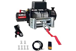 SUNVASAGOO 13800Lbs Electric Vehicle Winch, IP67 Waterproof 80Ft Steel Cable Truck Winch with Wireless Handheld Remote, 12v Power Winch for Towing UTV Off Road Vehicle (Enhanced Durability & Versatile Control)