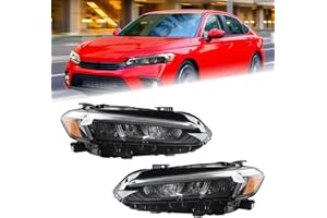 Duolctarms Chrome Pair W/DRL Full LED Headlight Headlamp Assembly Compatible for 2022-2025 Honda Civic HO2502205 HO2503205 33