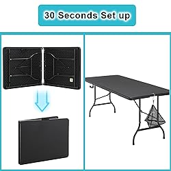 VECELO 6Ft Plastic Folding Table, Indoor Outdoor