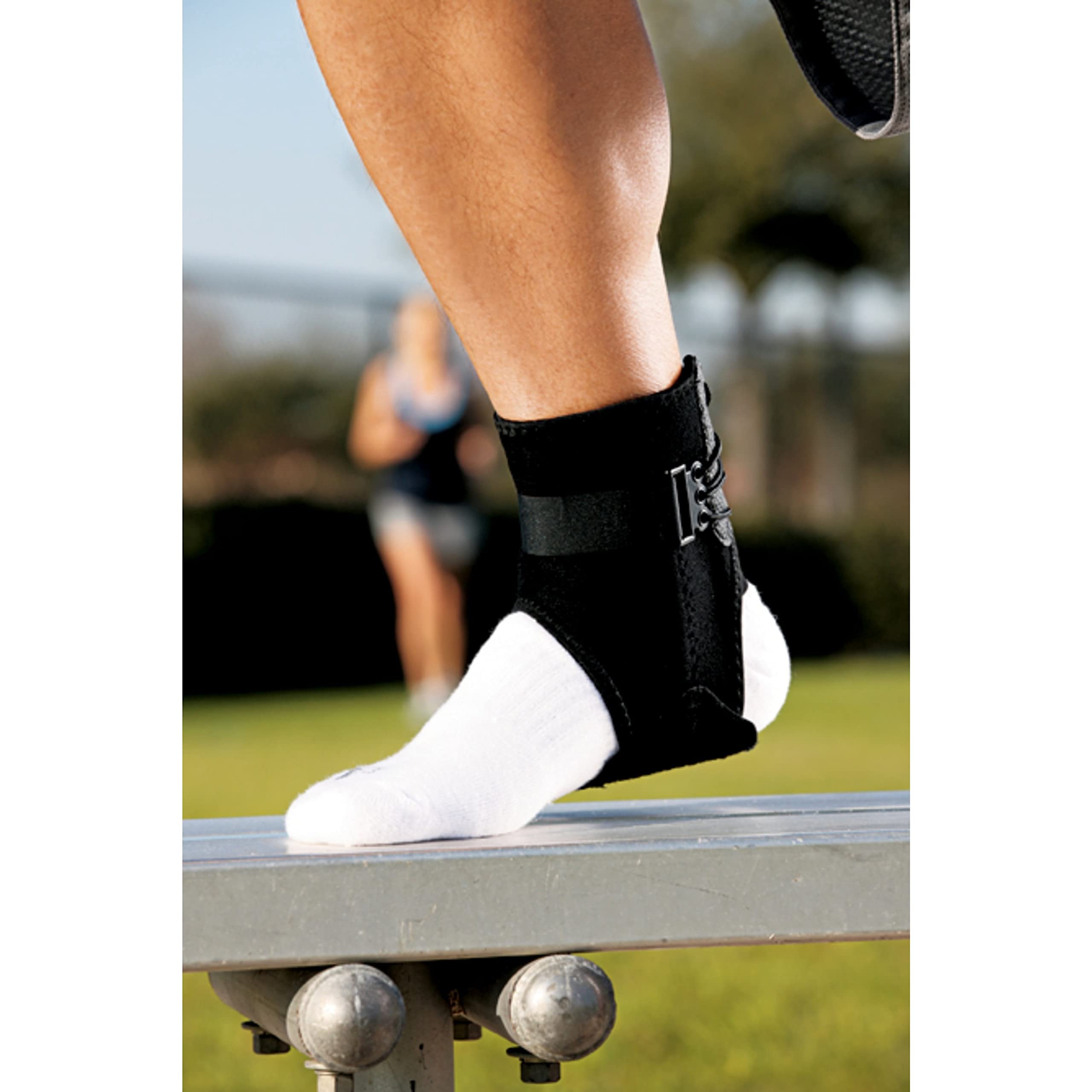 ACE Ankle Brace with Side Stabilizers, Adjustable, Black, 1/Pack