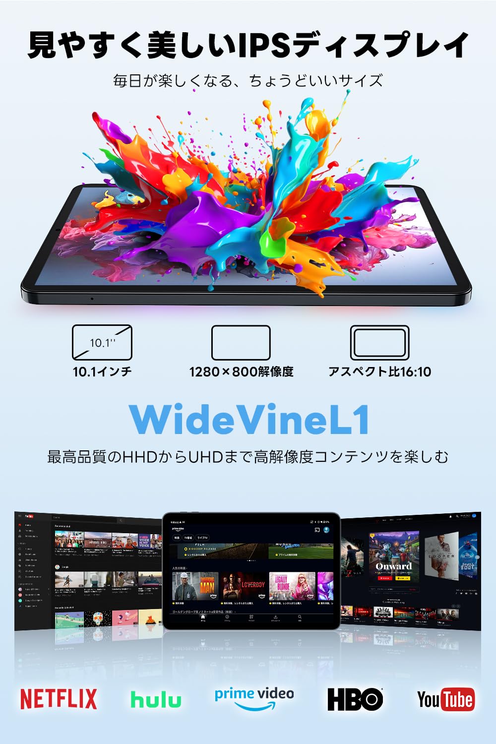 WidevineL1 Android 15 Tablet, 10.1-inch Large Screen & AI Optimized OS, Tablet, 24 GB + 128 GB, 1TB Expansion, GMS Certified, High Performance 8 Core CPU, T606 + G57 GPU, Thin & Lightweight, Android