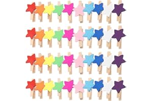 Ipetboom 100pcs Mini Wooden Clothes Pins Star-Shaped Clips for Photos Crafts Decorative Tiny Clothespins