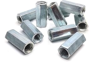 STILL AWAKE 10 Pcs M10x1.5x50mm Long Rod Coupling Hex Nut Connector Zinc Plated Joint Nut Industrial Construction Fasteners,a00800001