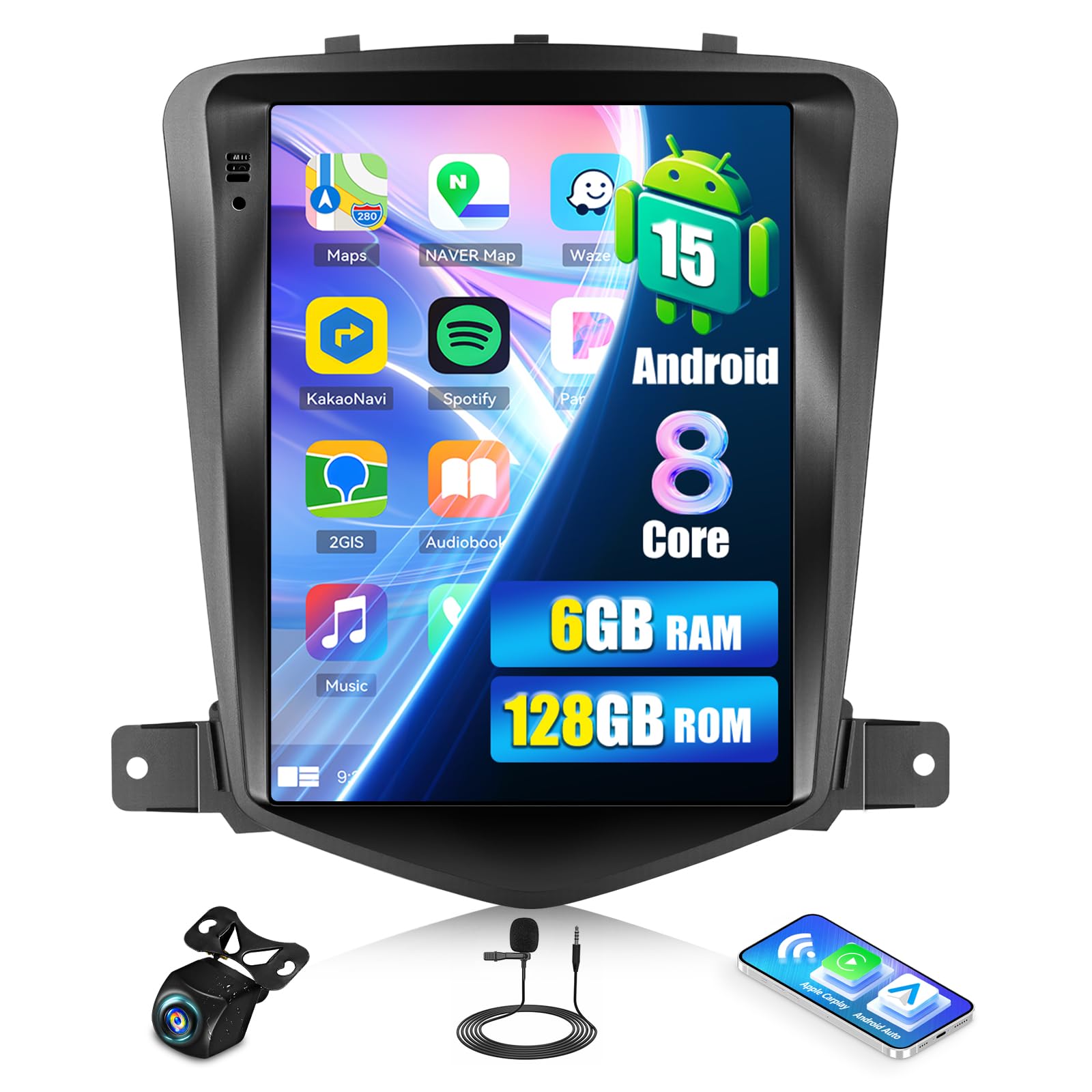Photo 1 of ?8 Core 6G+128G? Android 15 Wireless Carplay Car Stereo Radio for Chevrolet Cruze J300 2009-2014, 9.7 Inch 1024 * 768 IPS Touchscreen with GPS WiFi Bluetooth 5.0 32EQ FM/RDS SWC AHD Camera 59UI