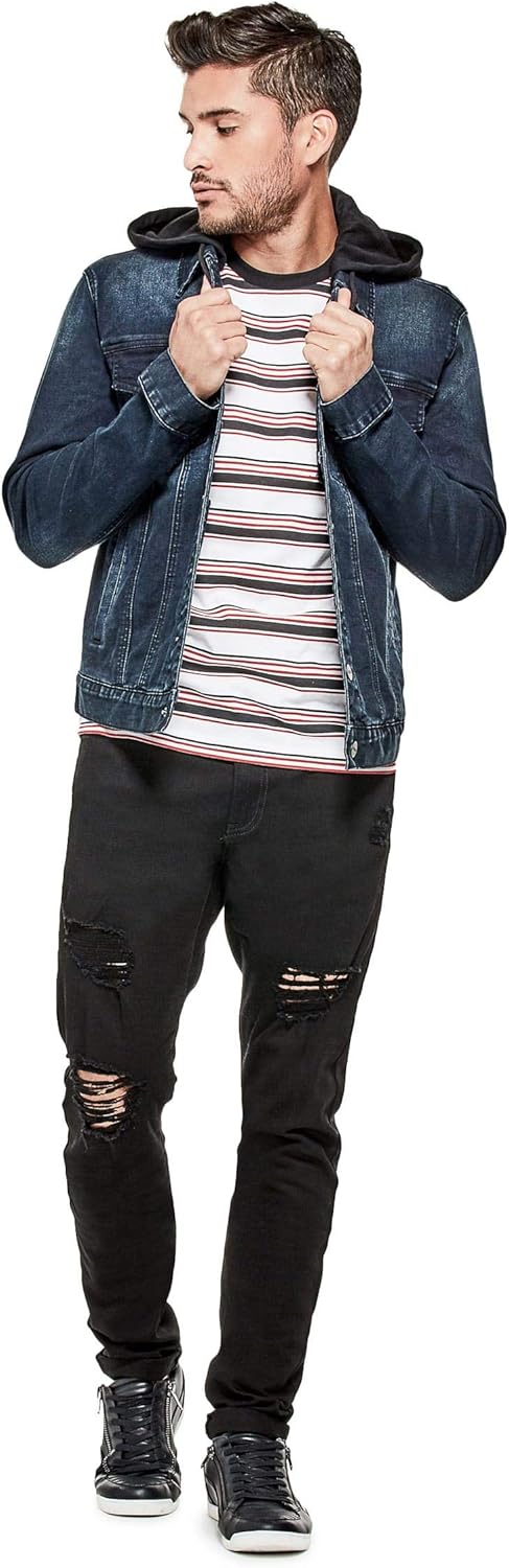 stretch hooded denim jacket