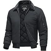 TACVASEN Men's Bomber Jacket Winter Fleece Jacket Water Repellent Windproof Thick Warm Jacket with Fur Collar