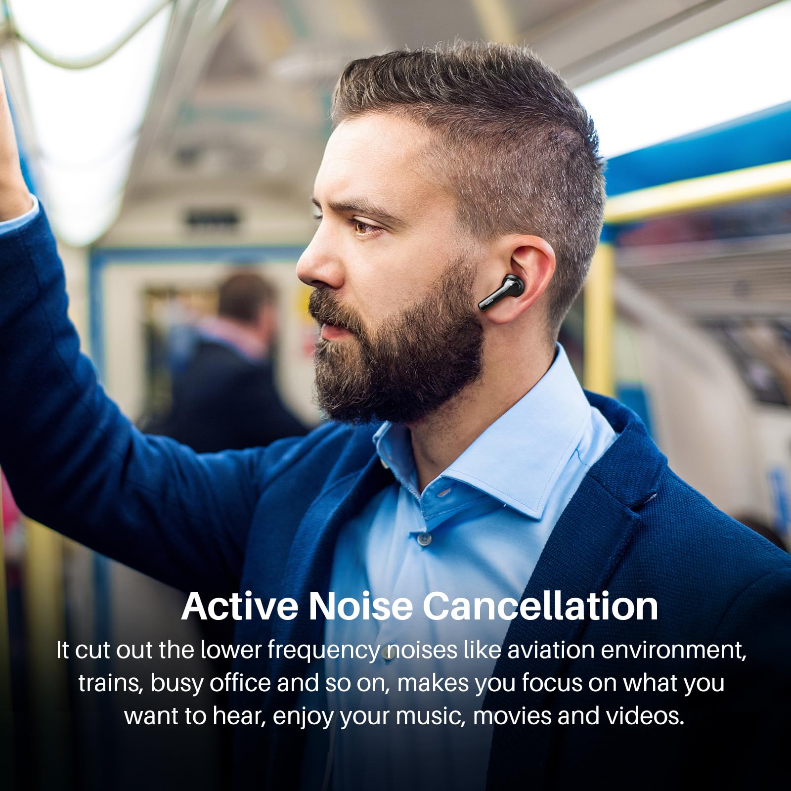 TOZO Hybrid Active Noise Cancelling Wireless Earbuds with 6 Mics AI Clear Call Ear Buds 55H Playtime with LED Display 32 Preset EQs via APP Bluetooth 5.3 IPX8 Waterproof in Ear Headphones