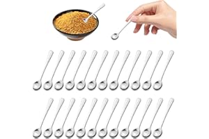 Roucerlin 24 Pieces Stainless Steel Mini Spoons for Spice Jars, 2.75" Tiny Condiment Spoon, Metal Little Scoops for Sugar Sal