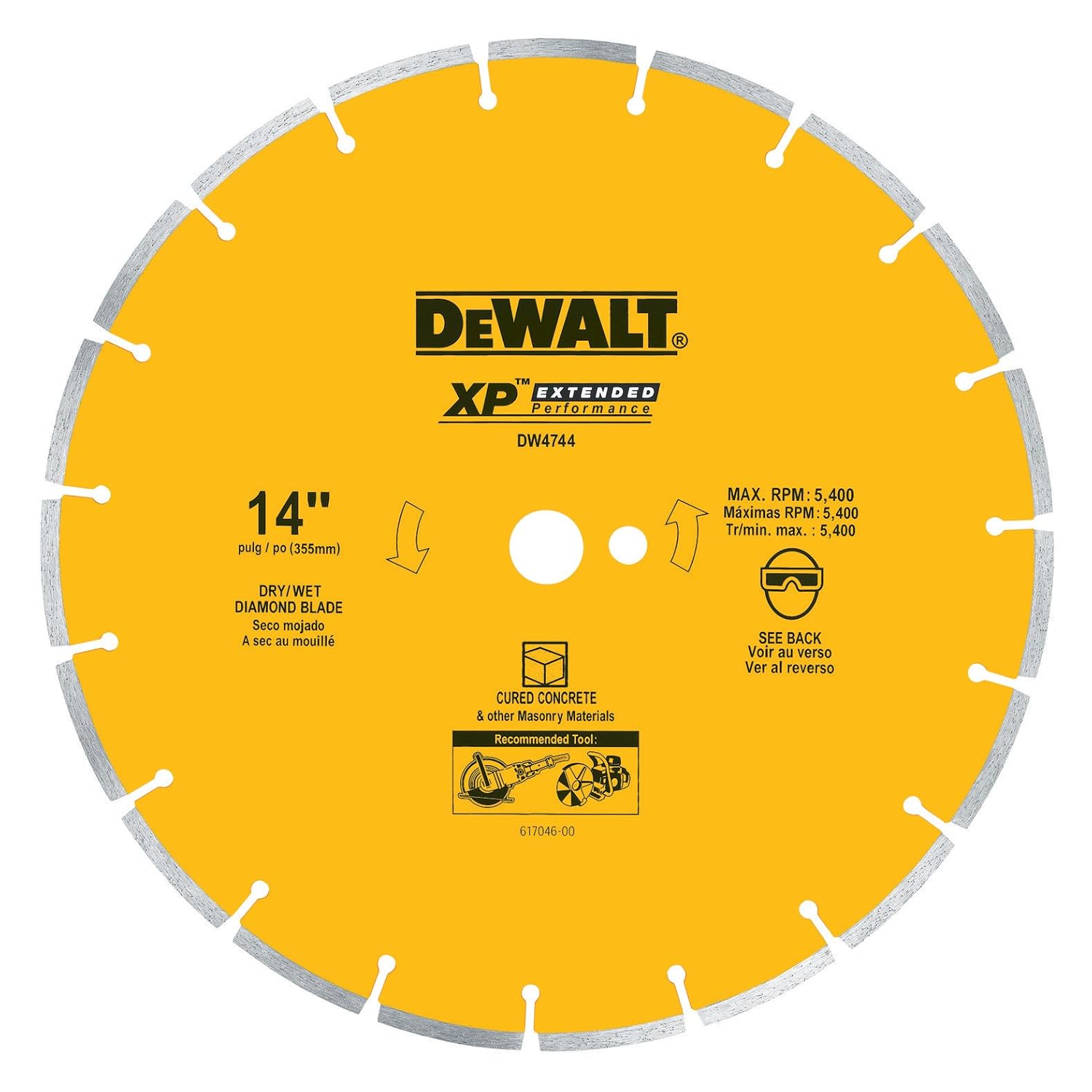 DEWALT DW4744 14-Inch Diamond Segmented Saw Blade with 1-Inch Arbor for Cured Concrete