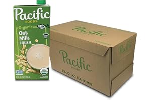 Pacific Foods Original Organic Oat Milk, Plant Based Milk, 32 oz Carton (12 Pack)