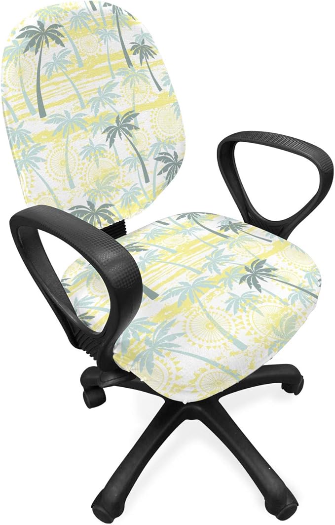 Lunarable Palm Tree Office Chair Slipcover, Sunny Summer at