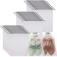 DIOMMELL Set of 24 Transparent Shoe Bags for Travel Large Clear Shoes Storage Organizers Pouch with Rope for Men and…