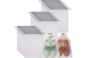 DIOMMELL Set of 24 Transparent Shoe Bags for Travel Large Clear Shoes Storage Organizers Pouch with Rope for Men and Women