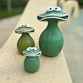 H&Zebrabro Big Mouth Frog Figurines Set of 3 for Garden Decoration, Waterproof Resin Indoor Outdoor Garden Decors, Cute Yard Frog Family Statues