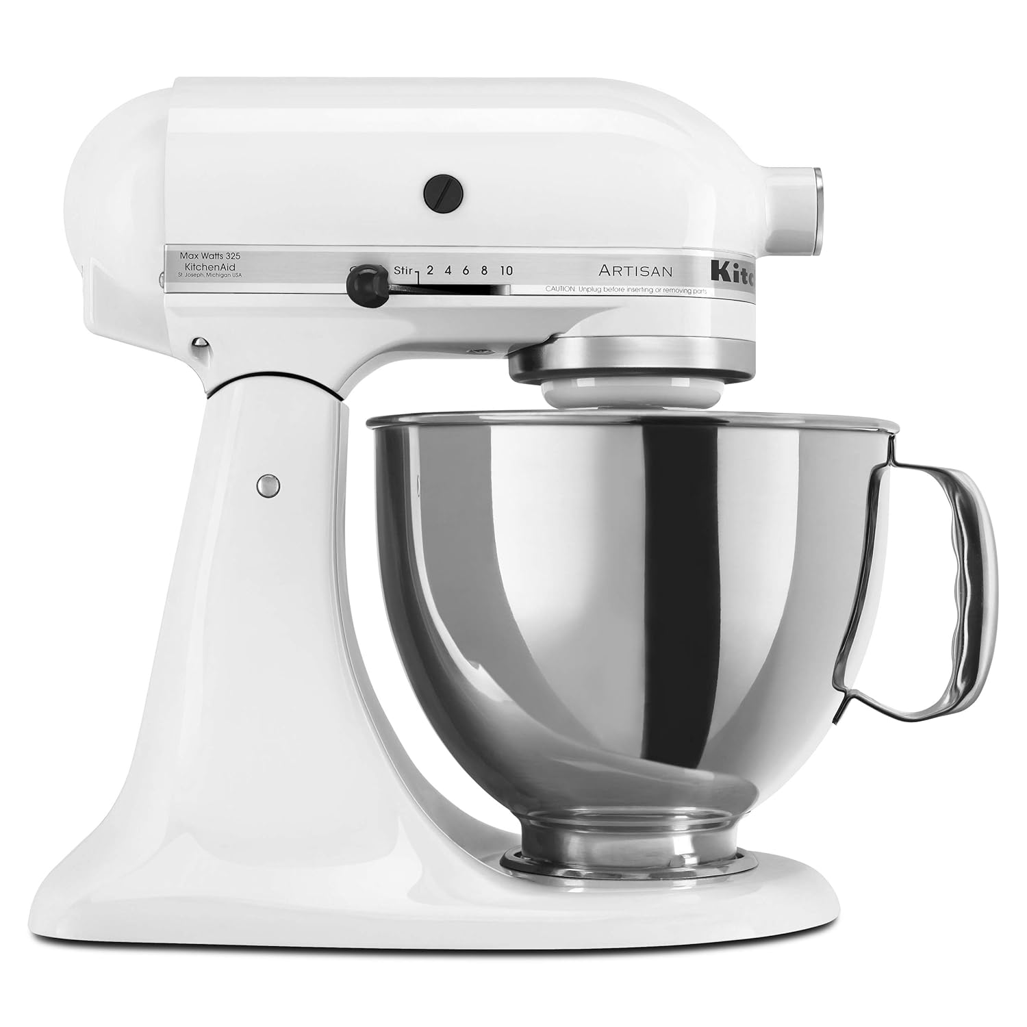 KitchenAid KSM150PSWH Artisan Series 5-Qt. Stand Mixer with Pouring Shield - White