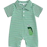 Gueuusu Newborn Baby Boy Golf Outfit Short Sleeve Golf Embroidery Collared Romper Button Lapel One Piece Summer Outfit
