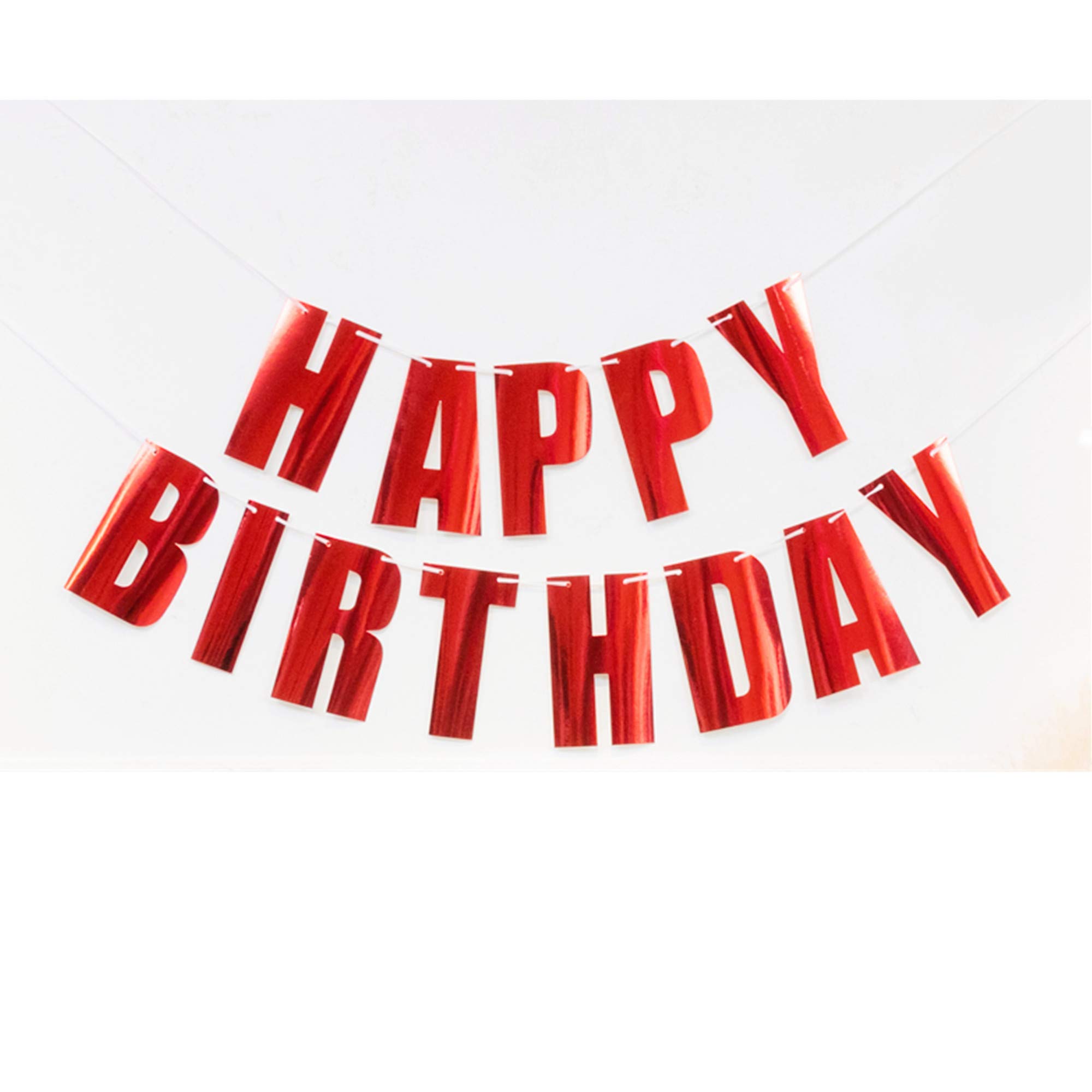 CHTENG Happy Birthday Banner Reusable Ecofriendly Materialfor Birthday Decorations and Party Supplies (Red)