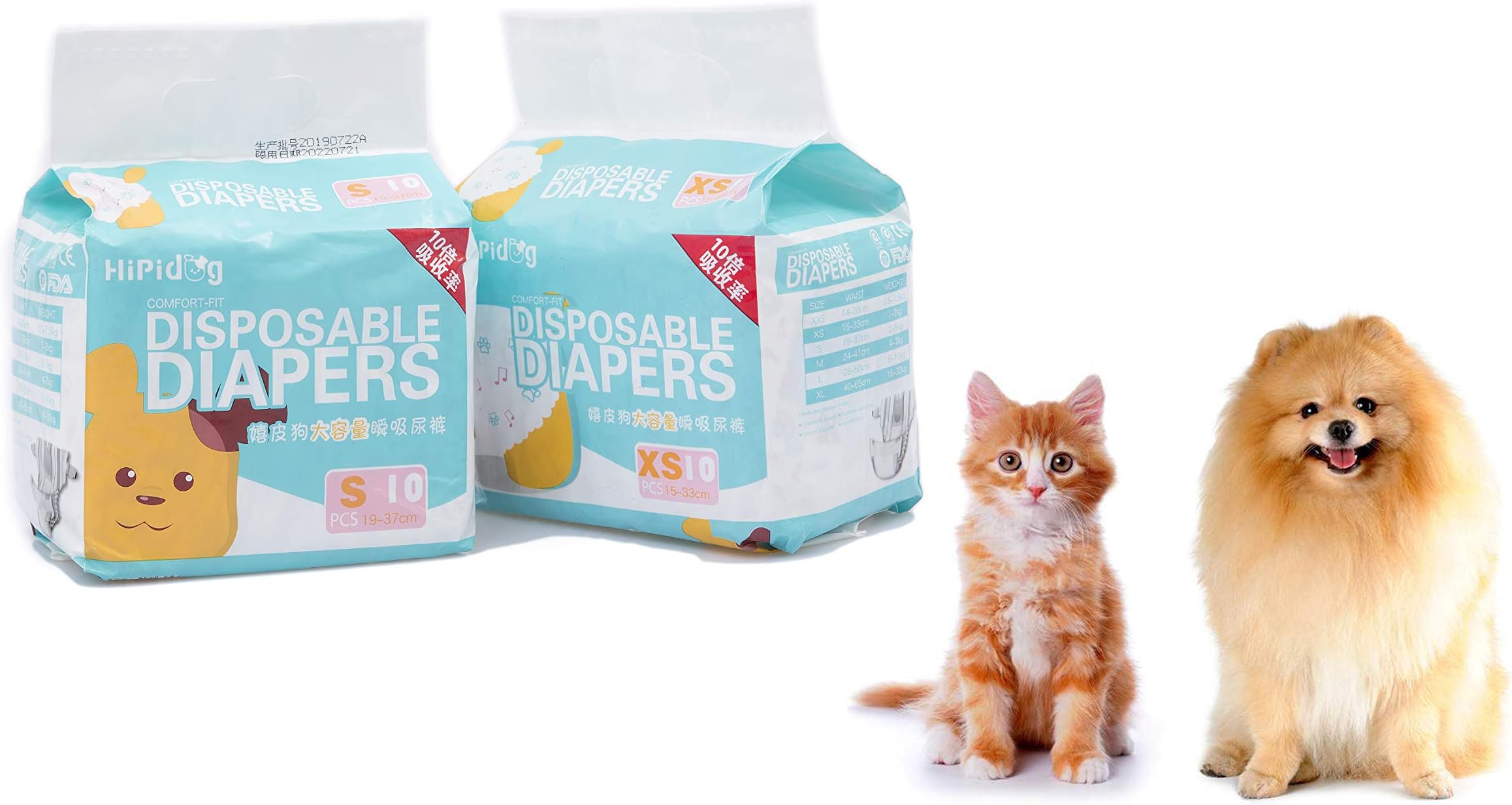 Runsabay 10 Pack Sanitary Nonwoven Pants Super Absorbent Soft Disposable Female Dog Pet Leakproof Diapers Puppy Nappies XS(1-2KG)
