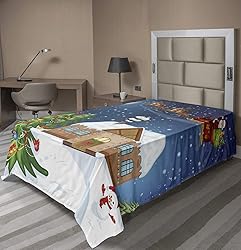 Ambesonne Christmas Flat Sheet, Classical Xmas