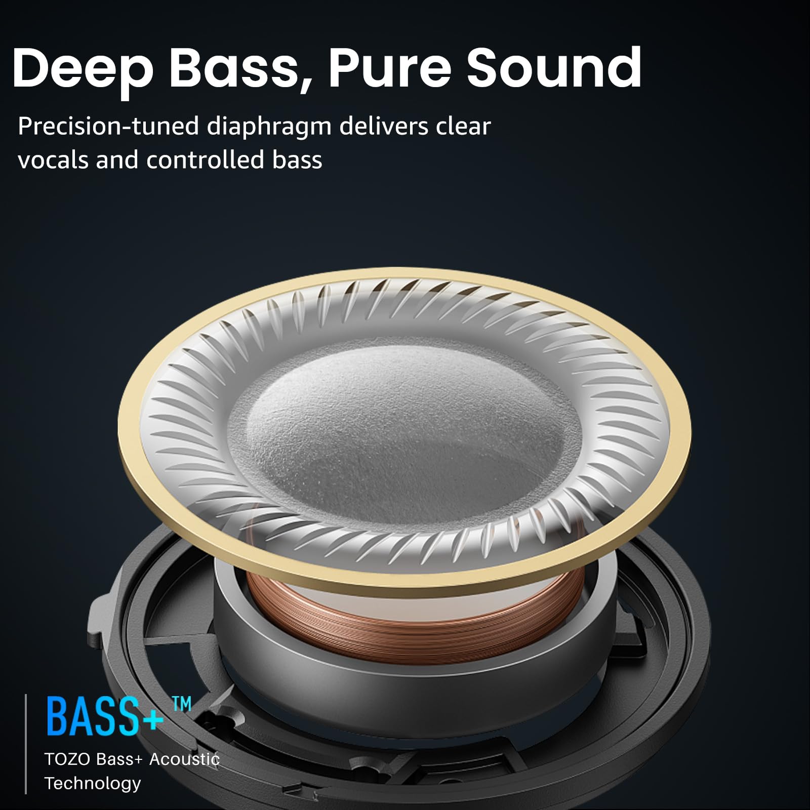 TOZO A1 In-Ear Kopfhörer Kabellos Bluetooth 5.3 mit 2 Mikrofonen für KI-Anrufe, App-Steuerung, 32 Std. Wiedergabe, IPX5 Wasserdicht, Tiefer Bass, Leicht und Bequem für kleine Ohren – Schwarz 2