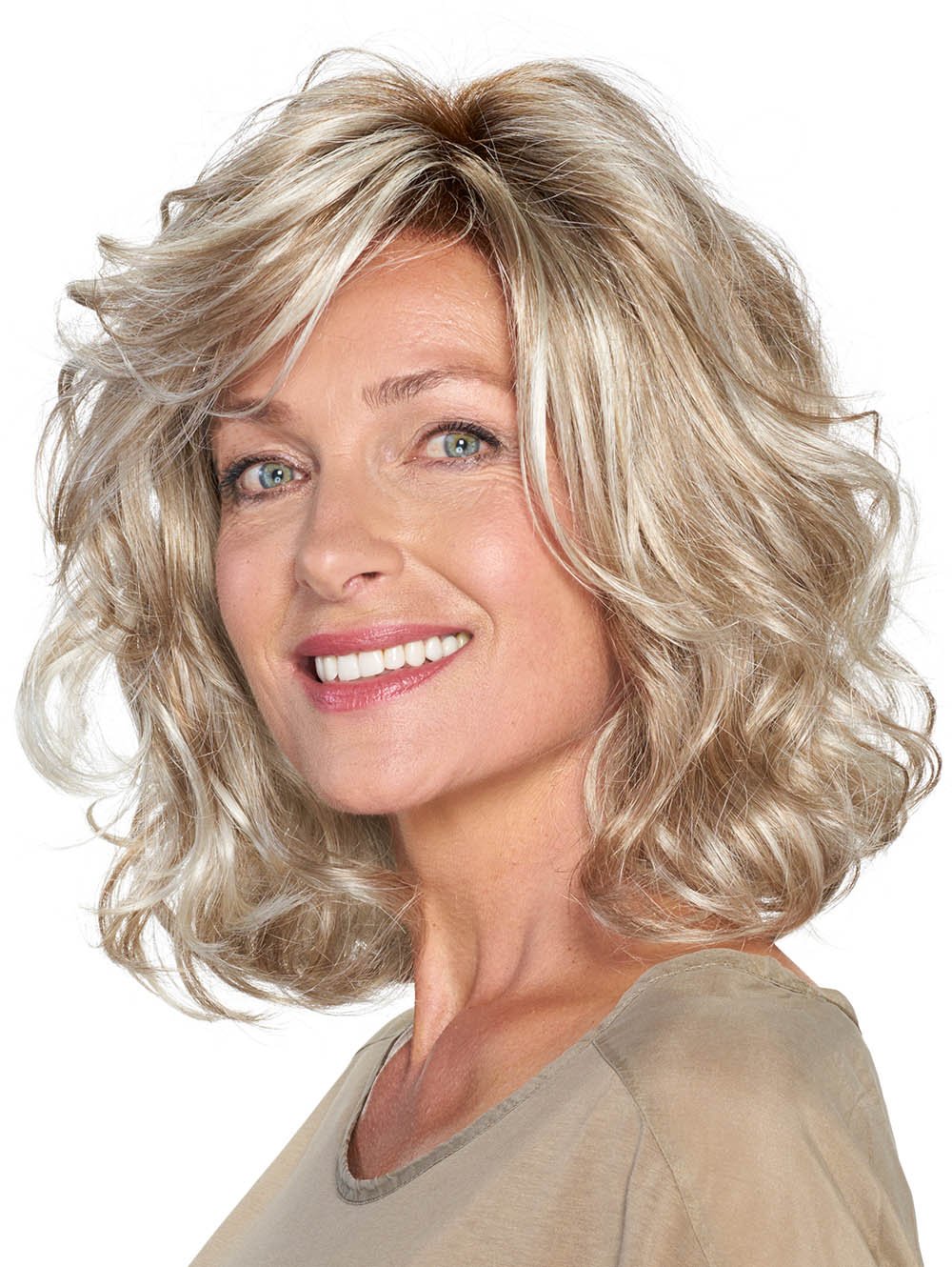 Perücke Lofty Elisa in Perlblond dunkler Ansatz Farbnr 717 mittel 18 32 cm Nacken 17 cm lockig Kunsthaar wie Echthaar Amazon Beauty