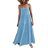 ANRABESS Womens Maxi Dress 2026 Summer Casual Sleeveless Spaghetti Strap Boho Sundress Flowy Tiered Beach Vacation Long Dress